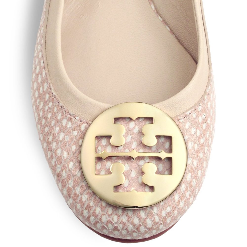 Tory Burch Reva Flat Polka Dot Snake Spring Dune - Picture 5 of 14